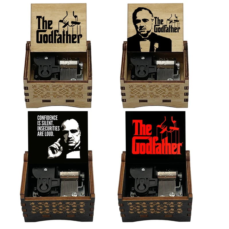 Music Box Color Print Wooden The Godfather Speak Softly Love Music Box Christmas Birthday Valentine's day Gift Family Decorations