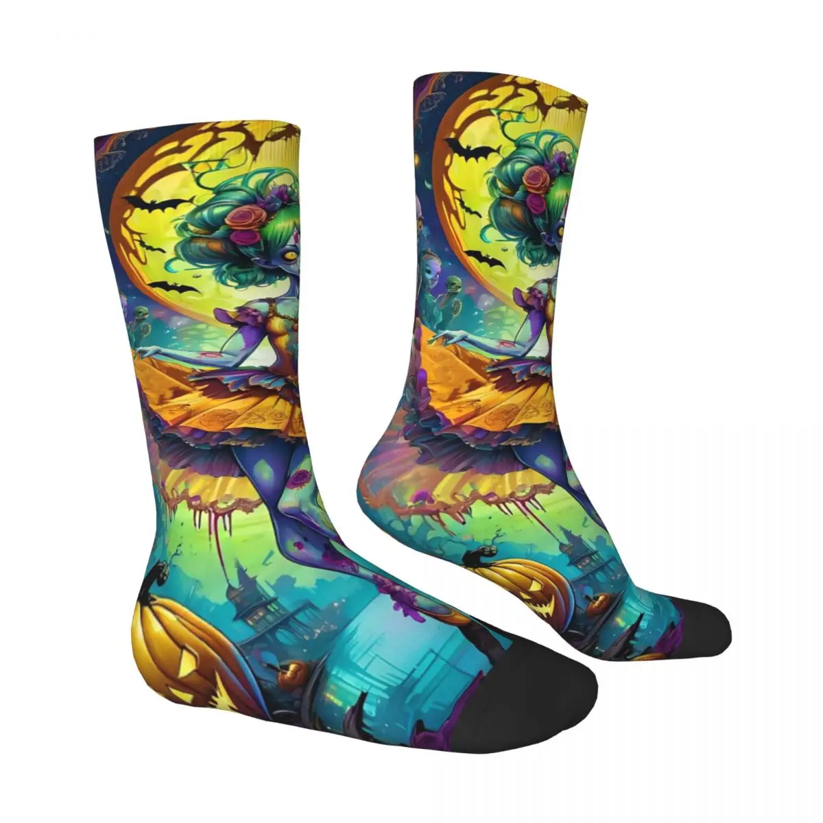 All Seasons Ghost Fairy Theme Socks Harajuku Sport Middle Tube Socks Funny Stockings for Men Women Christmas Gifts