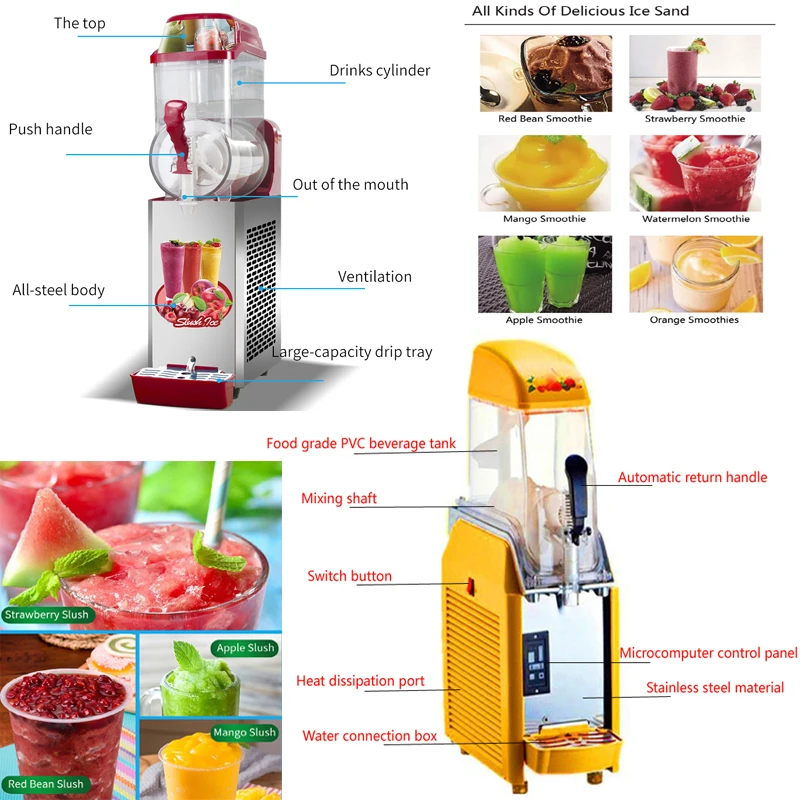 PBOBP Commercial Beverage Slush Machine Frozen Drink Juice Dispenser Ice-Cool Smoothie Maker Equipment For Restaurant Bar 3