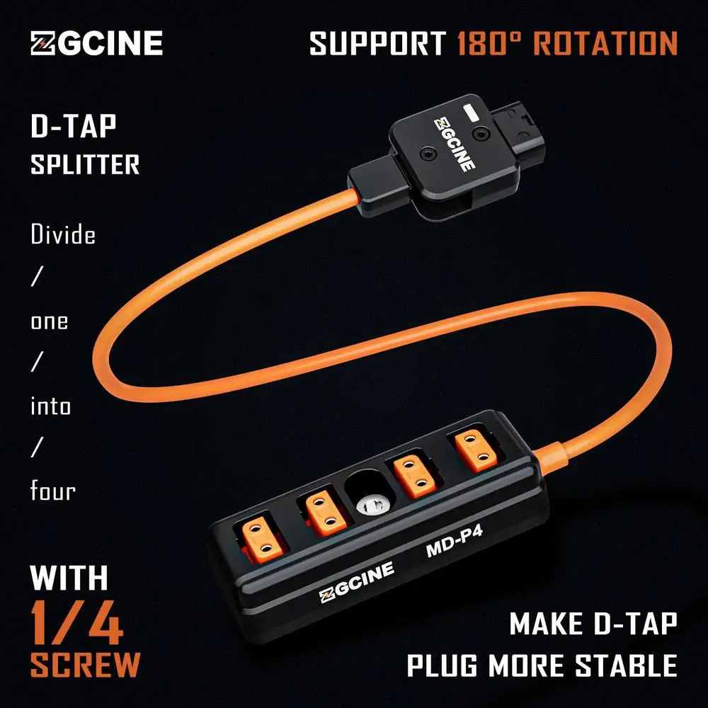 ZGCINE MD-P4 D-Tap to 4 D-Tap 1:4 분배 어댑터 케이블 (V-마운트 배터리용, 카메라 LED 비디오 조명 모니터 전원 공급)