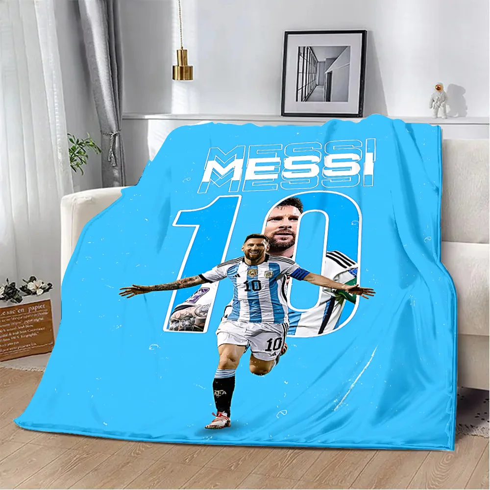 Printed Blanket Football star M-MessiS Picnic Blankets Warm Blanket Soft and Comfortable Blanket Home Travel Birthday Gift 3
