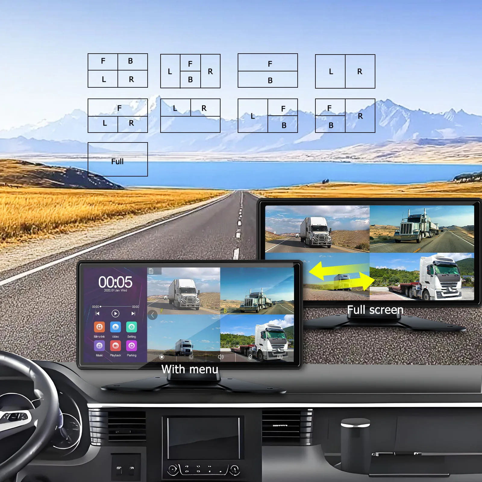 نظام مراقبة ٤ كاميرات وشاشة ١٠ بوصة تعمل باللمس DV...