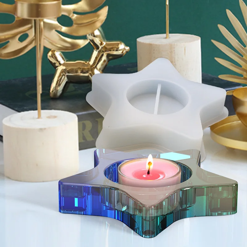 Five pointed Star Candlestick Mold Candle Holder Silicone Epoxy Resin