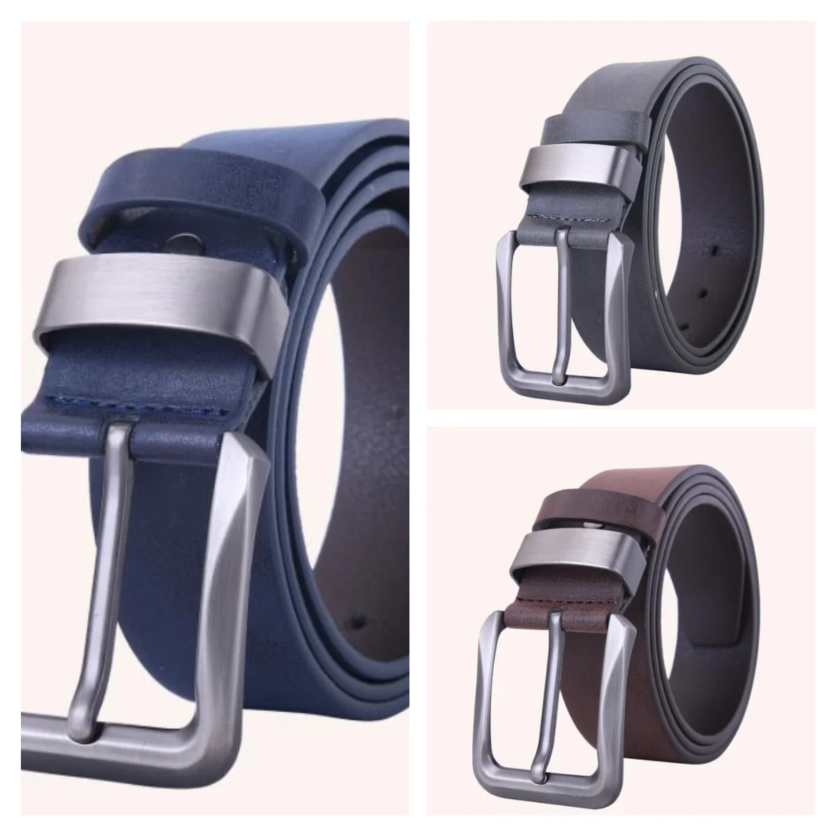 Leather Belt Mens Belt Pu Leather Belt Jeans Belts Pin Buckle Belt Men Genuine Pu Strap