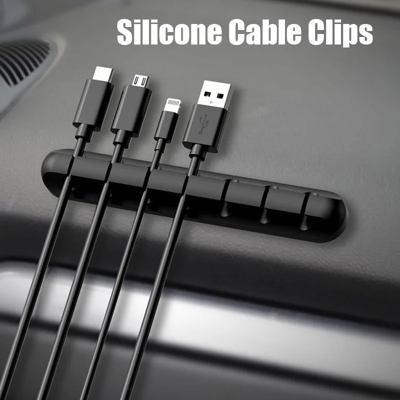 Organizador de cabos de silicone, prendedor, usb, desktop, organização,  gerenciamento, clips, suporte para mouse, teclado, fone