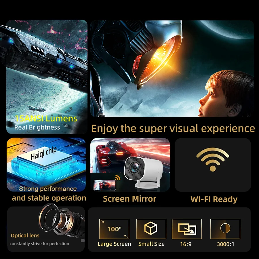 5G portable new home projector support 1080P immersive home theater suitable for home/outdoor/office compatible USB/HDMI/AV portable projector