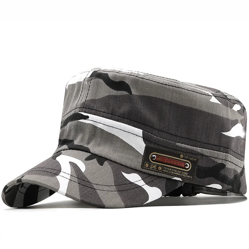 Simple Vintage Flat Top Men Washed Cap For Male Baseball Cap Summer Spring Men's camouflage Sun Protection Military