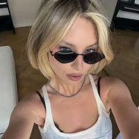 Lunettes de protection mode femme petite monture polygone lunettes de soleil femmes marque concepteur métal cadre lunettes UV400 nuances 5