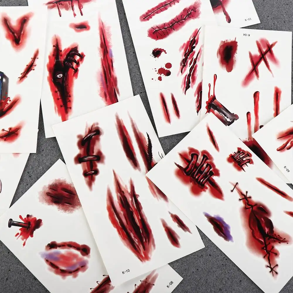 Men Lifelike Scar Spider Design Halloween Body Art Stickers Face Patch Temporary Tattoos Tattoo Stickers