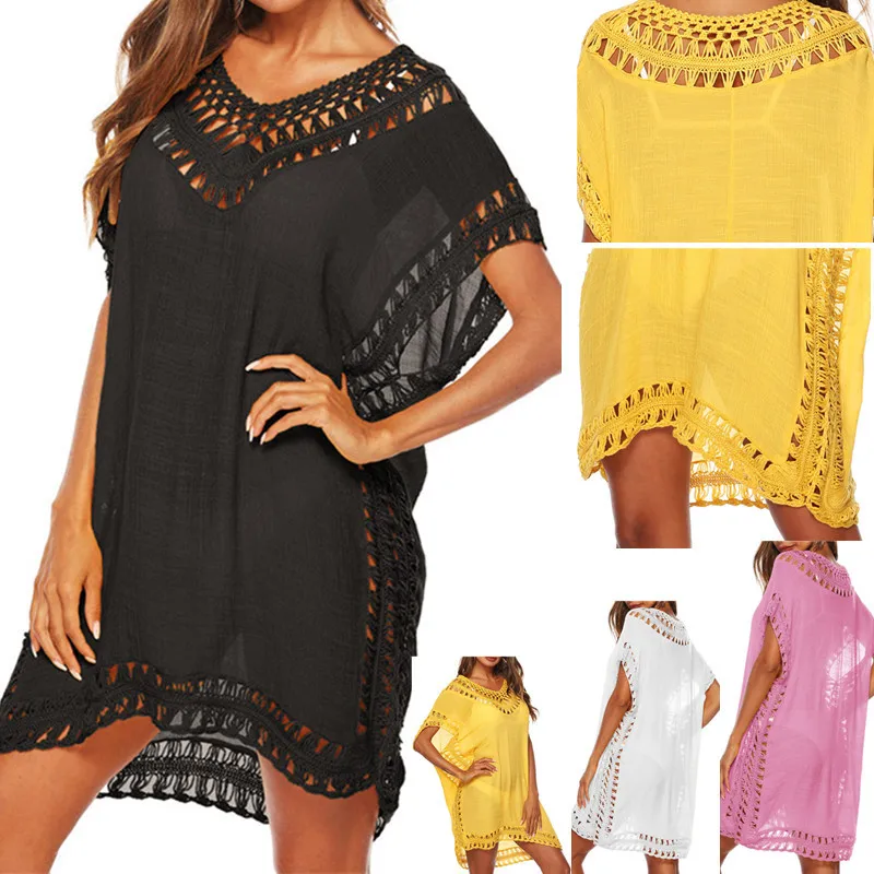 Tunic Beach Swim Cover up For Women Black Sarong Pareo Femme Pareos Summer Dress Tunica playa mujer Swimsuit Cover-up Beach Cover