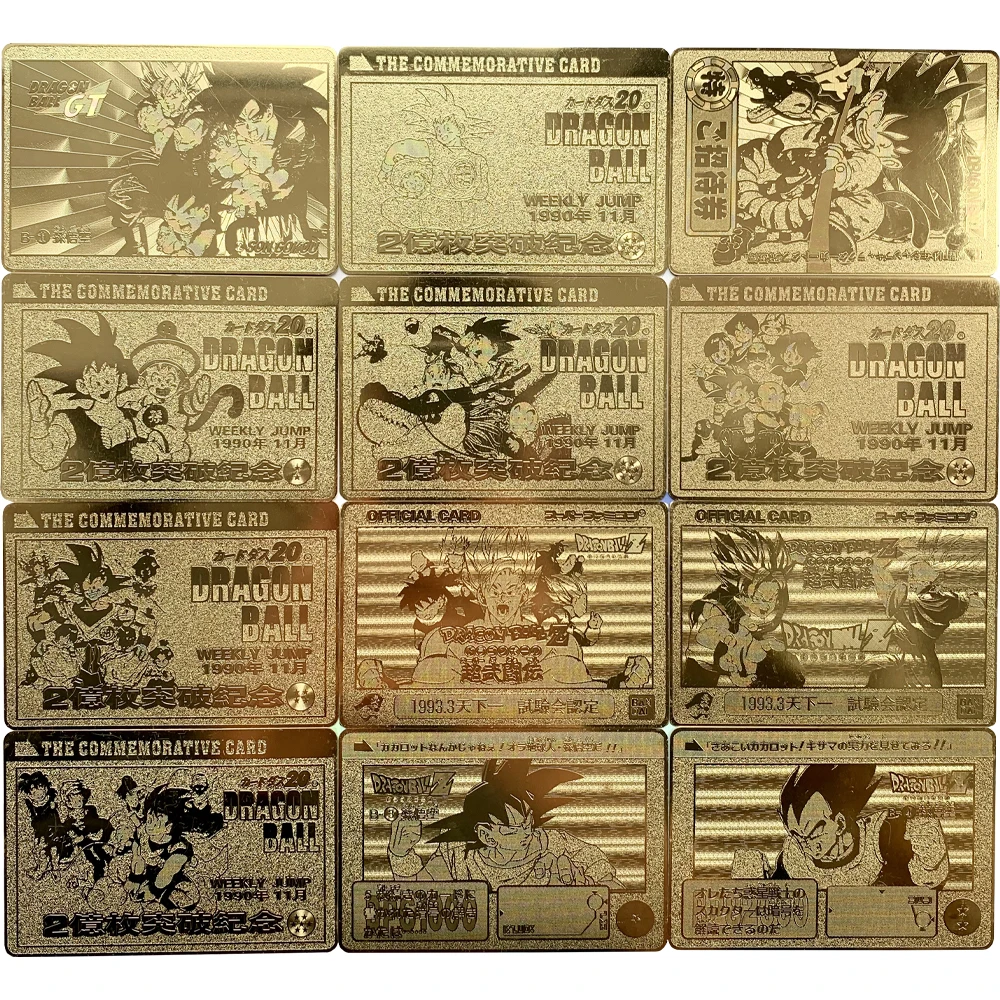 

Золотая карточка «Драконий жемчуг» серии Super Saiyan, памятная карточка, металлическая карточка, Гоку Гохан Вегета, Классическая аниме коллекционная карточка, Подарочная игрушка