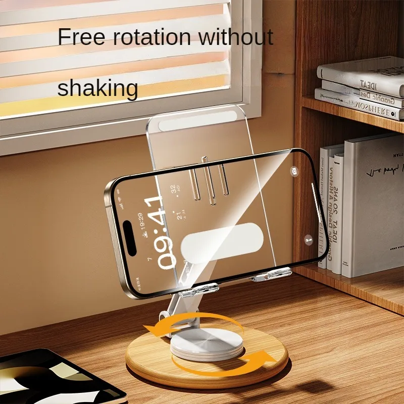 Desktop Live Solid Wood Mobile Phone Holder Foldable Multifunctional Bedside Catching Up Lazy Mobile Phone Holder Transparent