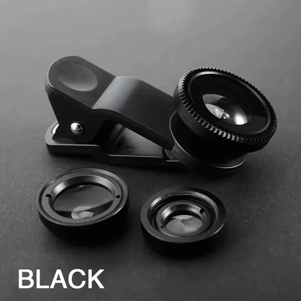Universal 3-in-1 Fisheye, Wide Angle, and Macro Camera Lens Kit with Clip Attachment