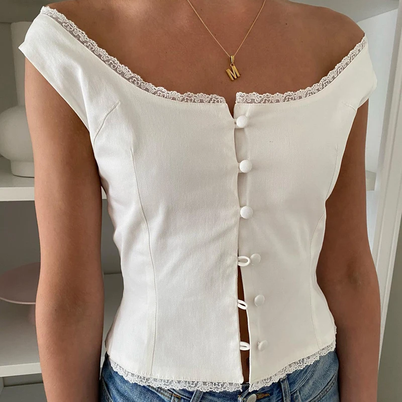 トップス fairy grunge White frill camisole Women Lace Frill Cami Crop Top Fairy Grunge Spaghetti Strap