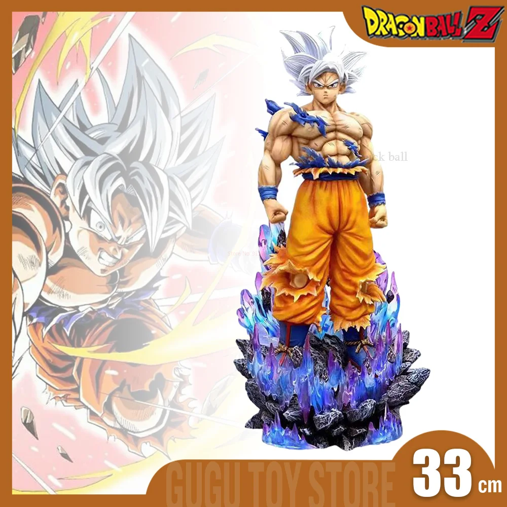 

33cm Dragon Ball Figures Son Goku Anime Figurine Hair White Ultra Instinct Goku Action Figure Model Pvc Statue Doll Toys Gift