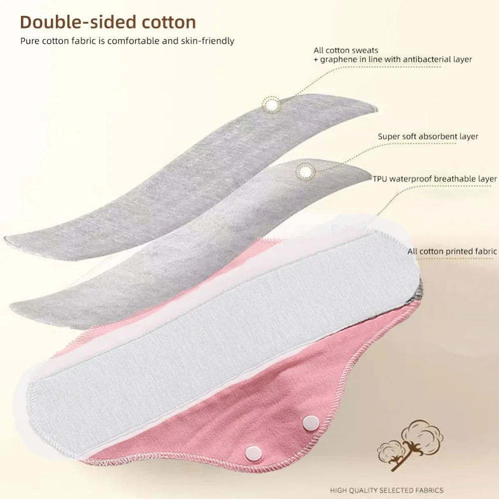 Reusable Adult Diaper Menstrual Cloth Sanitary Non-slip Soft Pads Napkin Washable Panty Liners Feminine Hygiene Pad Period - 5
