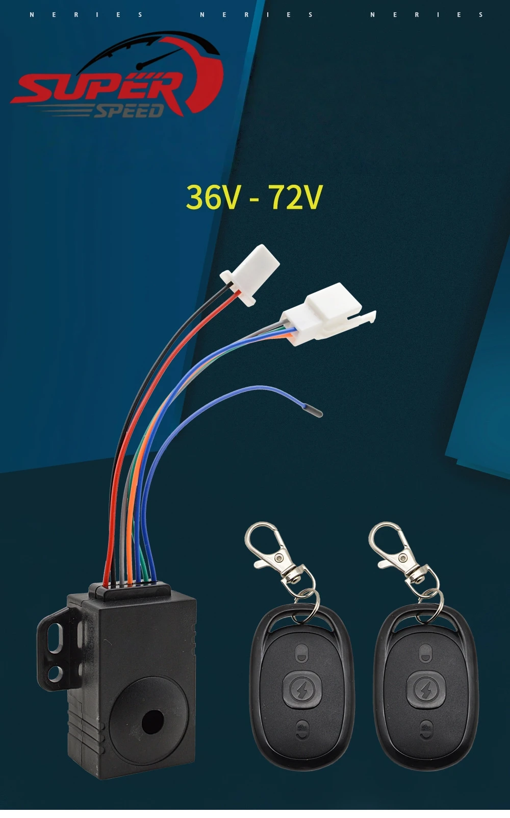 듀얼 리모컨 전기 자전거 알람 시스템 36V-72V 110dB 전기 스쿠터 자전거 도난 방지