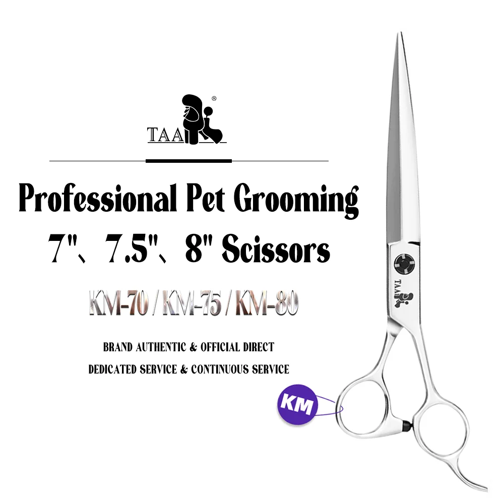 Dog Grooming Scissors Dog Grooming Scissors Kit TAA Dog Grooming Scissors Professional Pet Shears Alloy Steel Handmade for Dog High-end Pet Clipper Straight Shear KM
