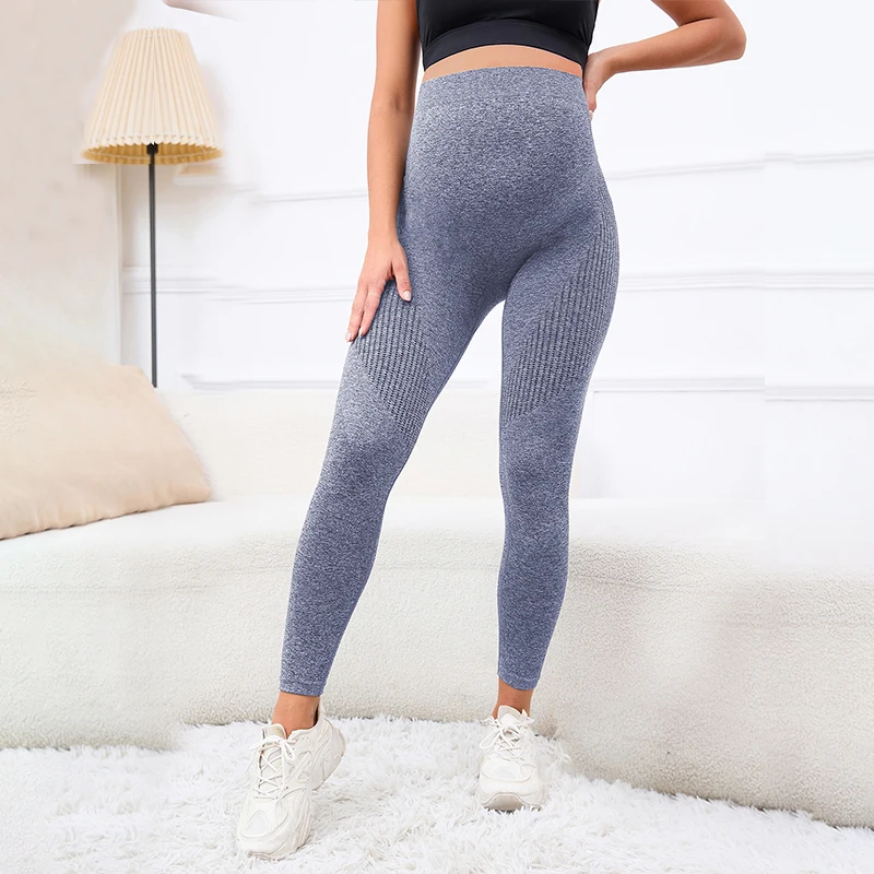 Simple solid color maternity leggings breathable and warm belly support pants lightweight and slimming women's maternity pants 6