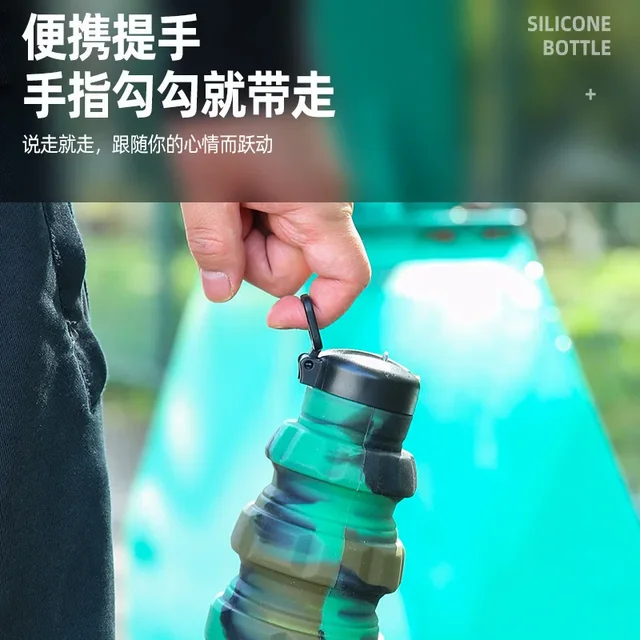 Collapsible Water Bottle, Reuseable BPA Free Silicone Foldable Bottles Portable Hiking Cup for Outdoor Mountaineering Tours 4