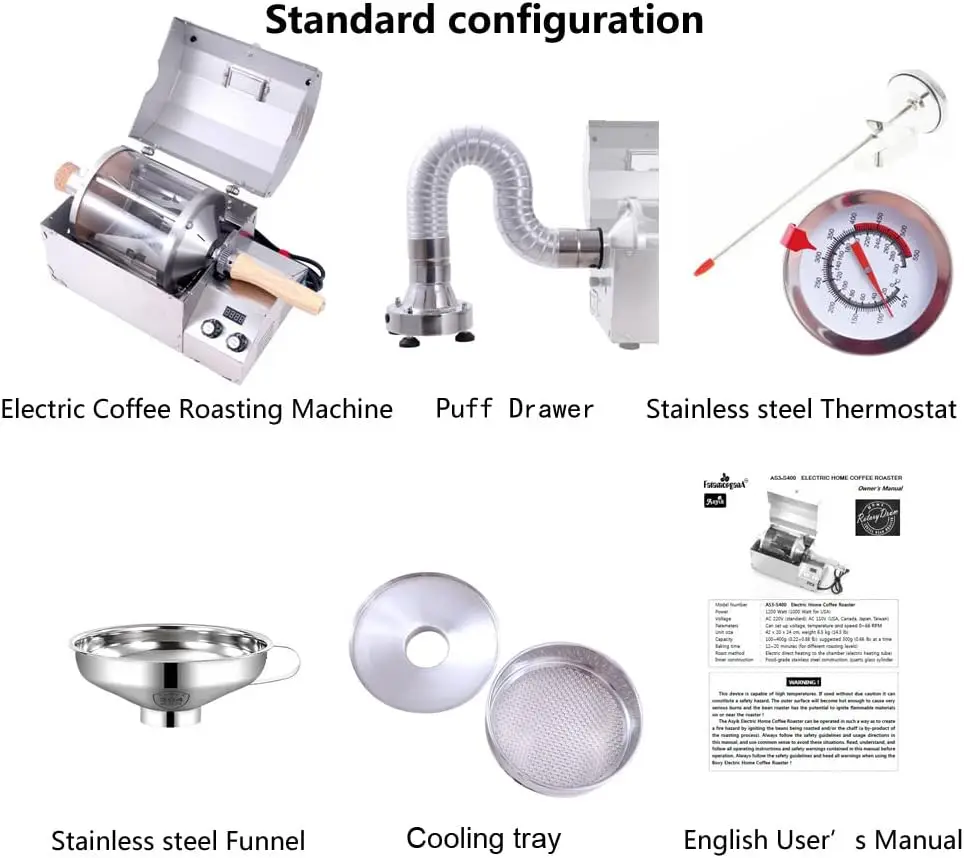Electric Home Coffee Roaster Roasting Machine Nuts Barista Home 450g Electric Coffee Bean Roaster Machine Grain Dry 110V 3