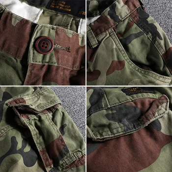 Alternative view of 2025 Summer New American Retro Woven Camouflage Cargo Shorts Men's 100% Cotton Washed Multi-Pocket Casual Straight 5-point Pants