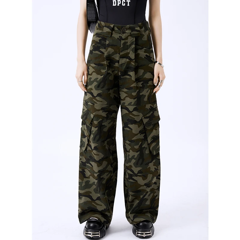 Vintage Army Green Women's Clothing Straight Baggy Cargo Pants