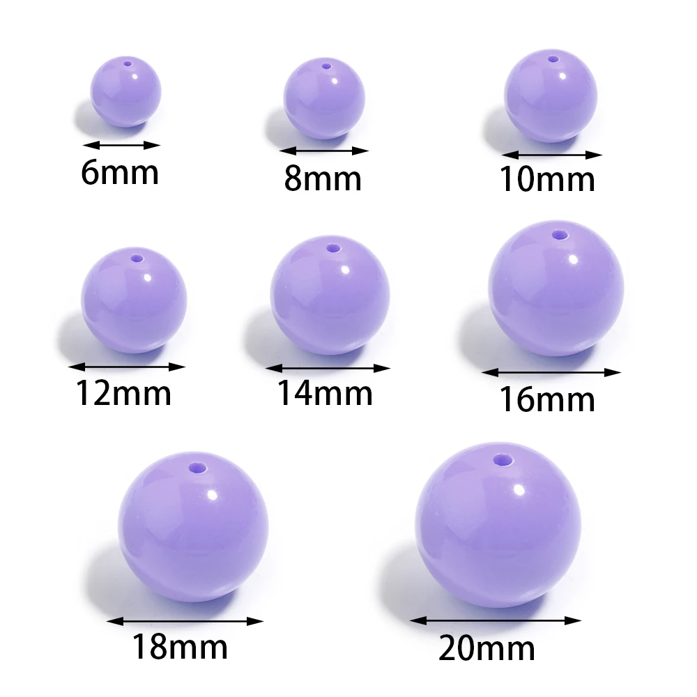 6-20mm 혼합 아크릴 비즈 볼 라운드 모양 루즈 스페이서 비즈 장 수제 DIY 액세서리