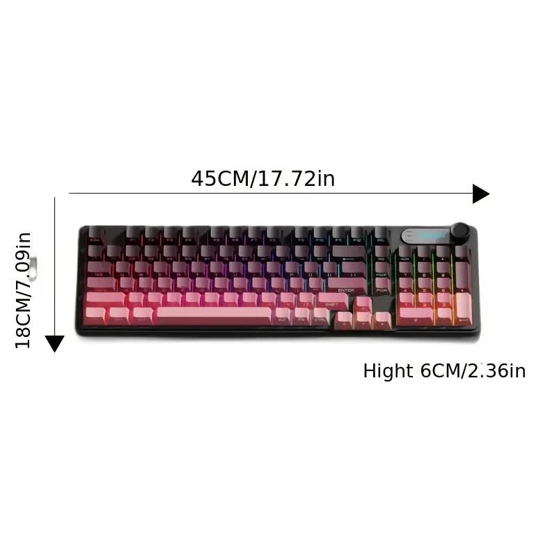 EWEADN V102 Wired Gaming Keyboard 99Key Silent RGB Backlit with Smart Display Knob Ergonomic USB-Powered Computer Keyboard