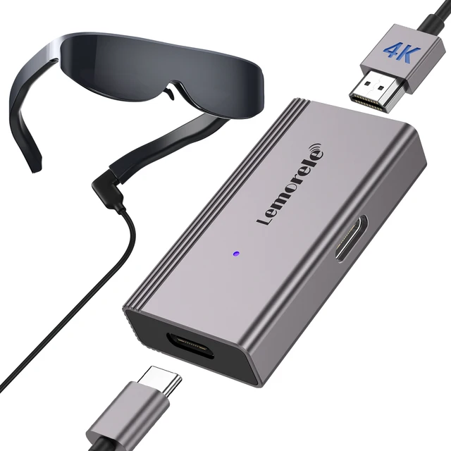 Lemorele HDMI to USB C 4k 60Hz AR Glasses Converter Adapter HDMI Display for USB-C Portable Screen Game Consoles Various TV Boxe