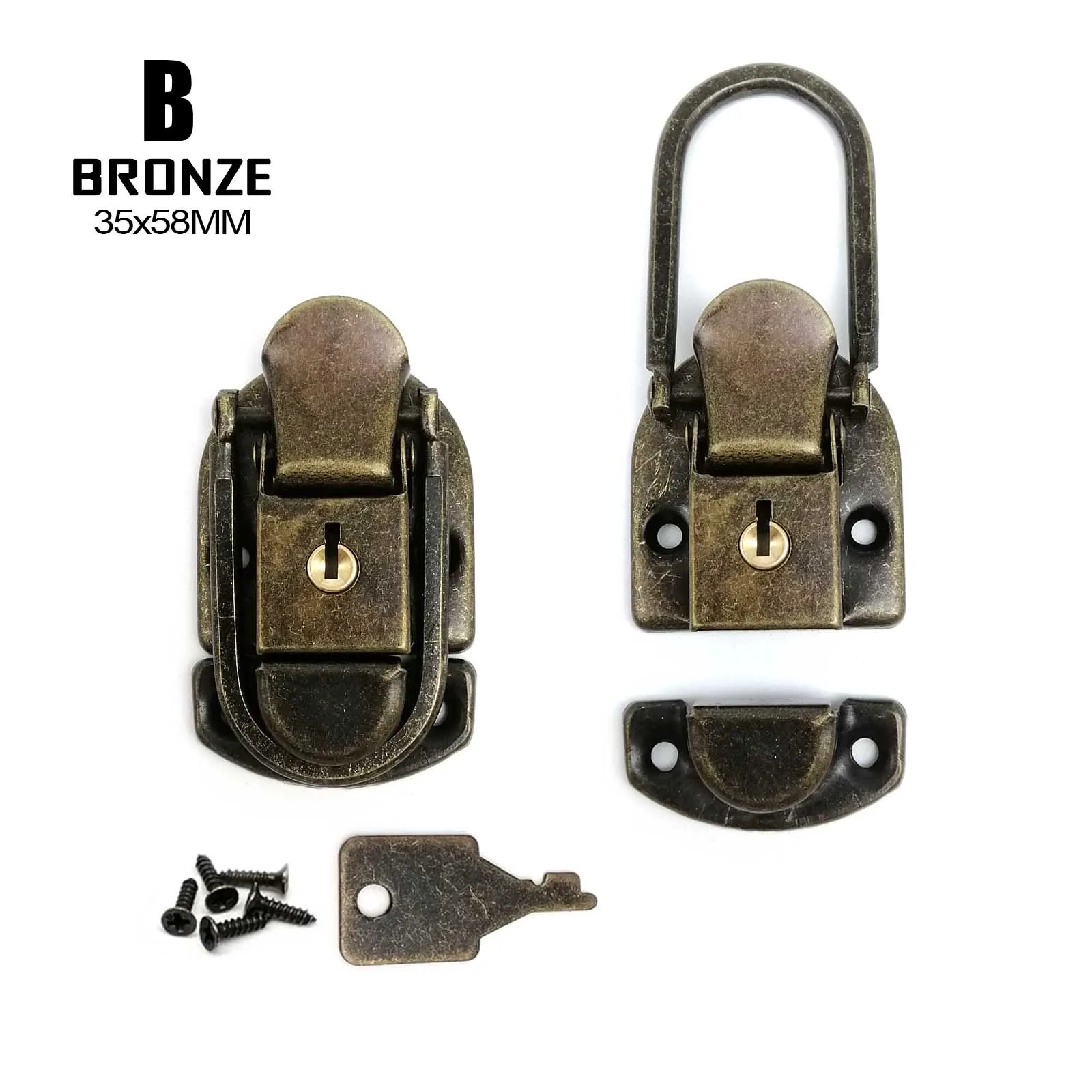 Bronze Silver Golden Jewelry Box Toggle Catch Hasp Latch Lock with Screw