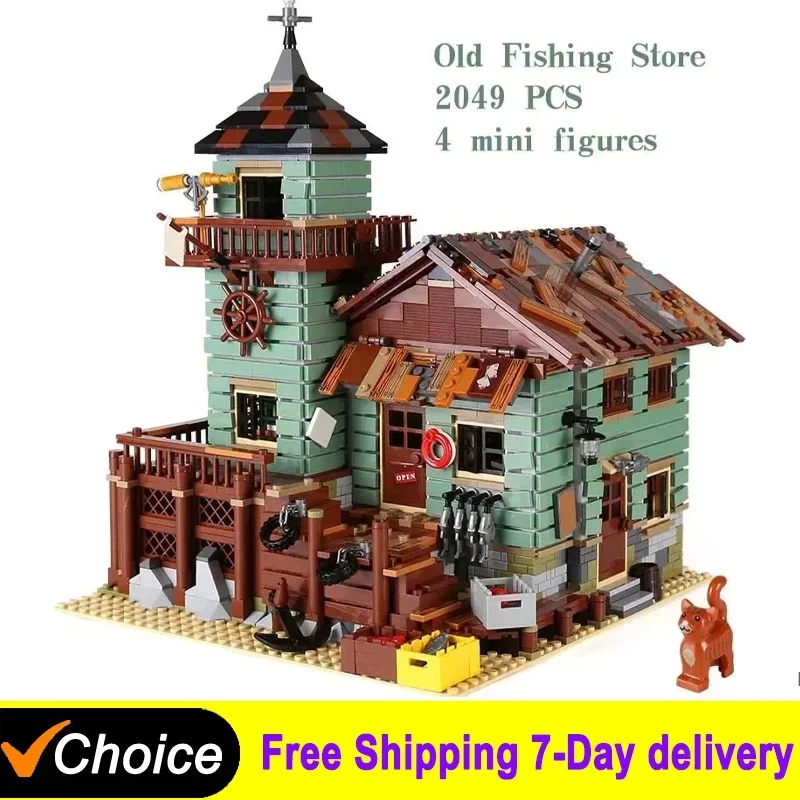 Fisherman Old Fishing House Store Model Building Blocks Bricks Compatible 21310 16050 Kids Birthday Christmas Toys Gifts