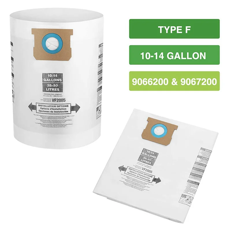 thumbnail image 2 of 6-Pack Shop Vac Filter Bags - Compatible With 10-14 Gallon Vacuums | Type F, Type I & VF2005 Models 2 of 4