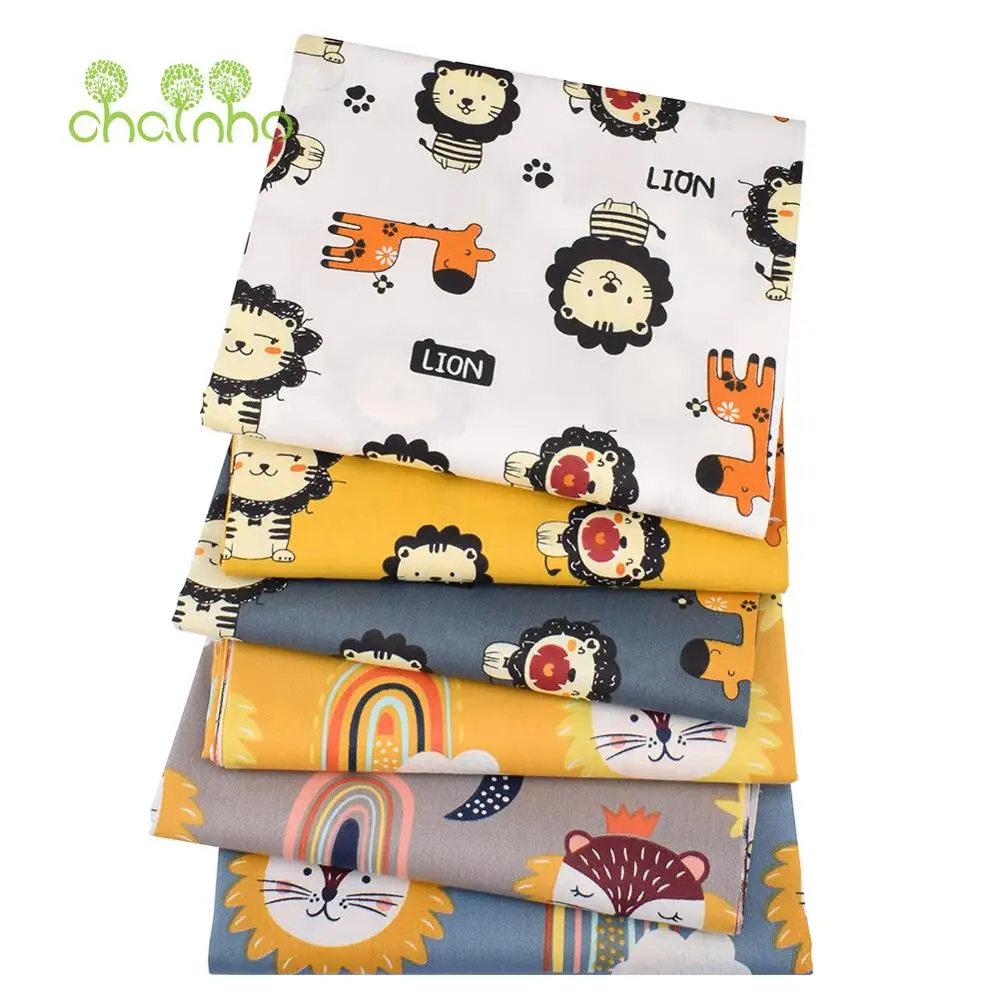 Chainho,Printed Twill Weave Cotton Fabric,DIY Sewing Quilting Material,Patchwork Cloth,6 Designs Cartoon Series,2 Sizes,15C142