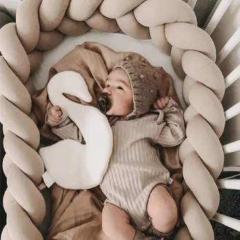 1M/2M3M/4M Letto di Sicurezza Del Bambino Paraurti Culla Anticollisione Paraurti per Neonato Nodo Treccia Cuscino Cuscino Protezione per Culla Set di Biancheria Da Letto