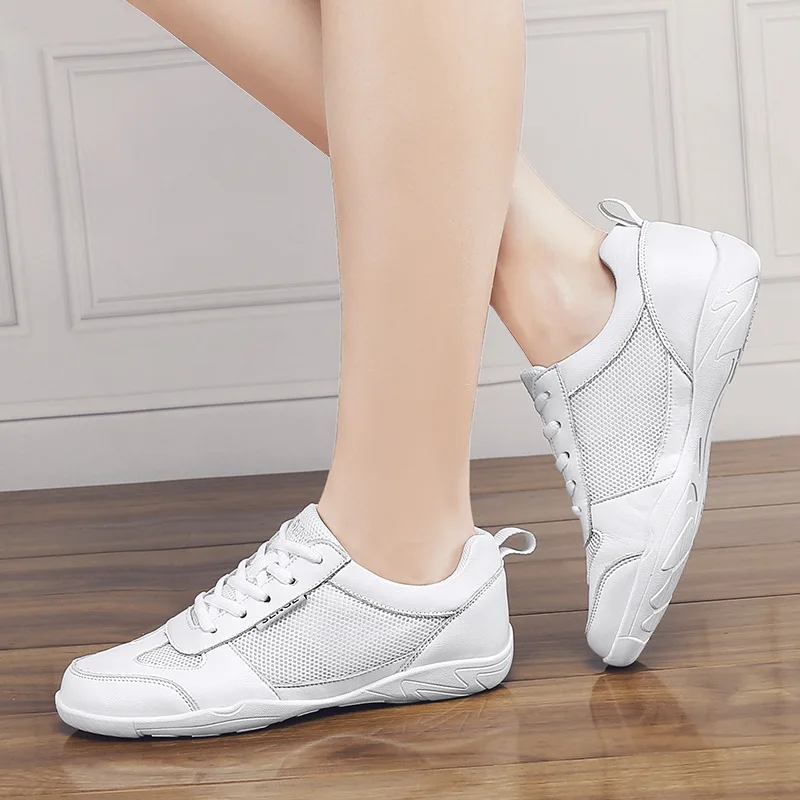 Sneakers Mesh Dance Shoes Fitness Athletic Aerobics Shoes Cheerleading Training Women white Running Breathable