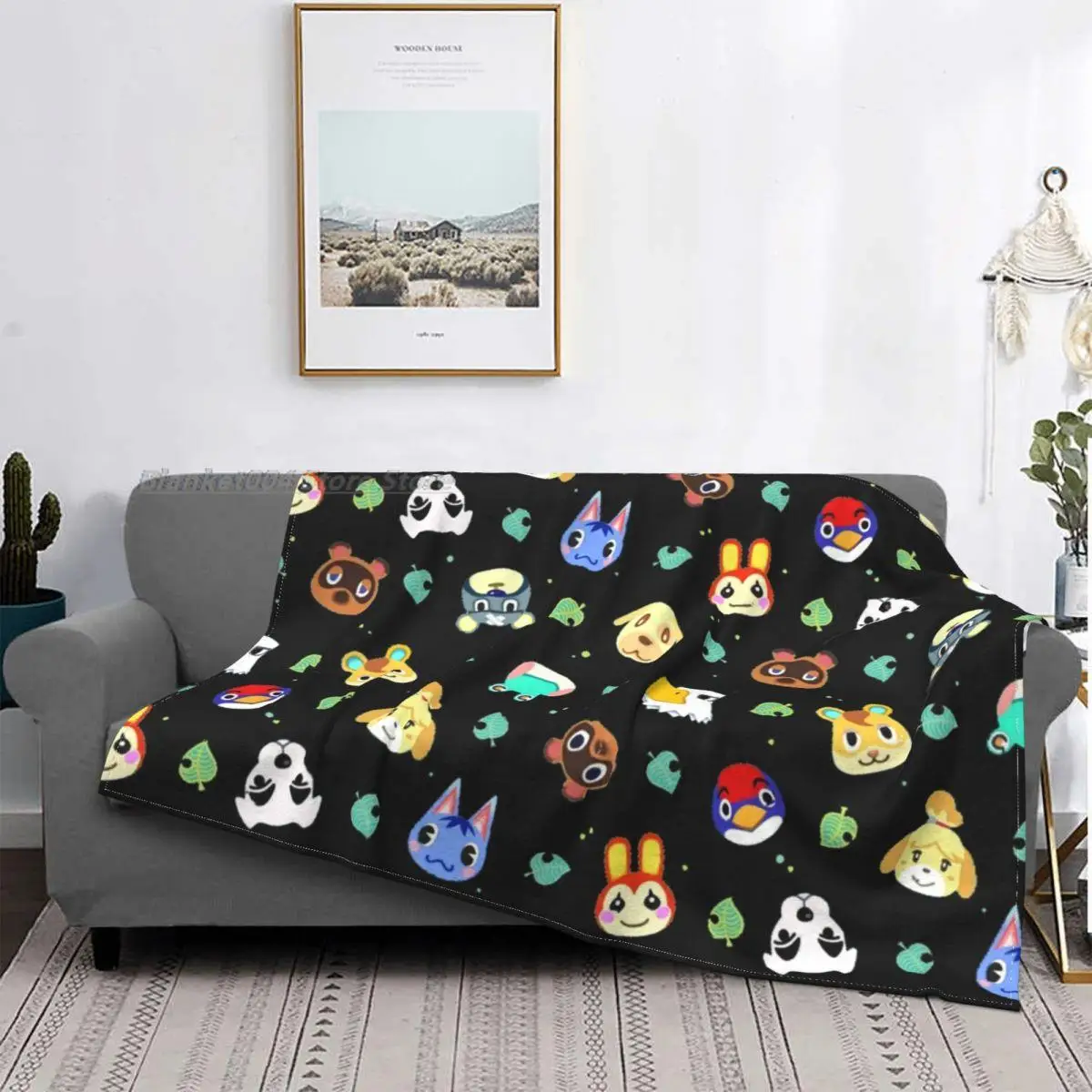 AnimalCrossingPatternBlanketHorizonsPlushThickSuperSoftFlannel