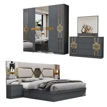 Customized Luxury Modern Wooden Bedroom Set – King/Queen Bed with Storage 1