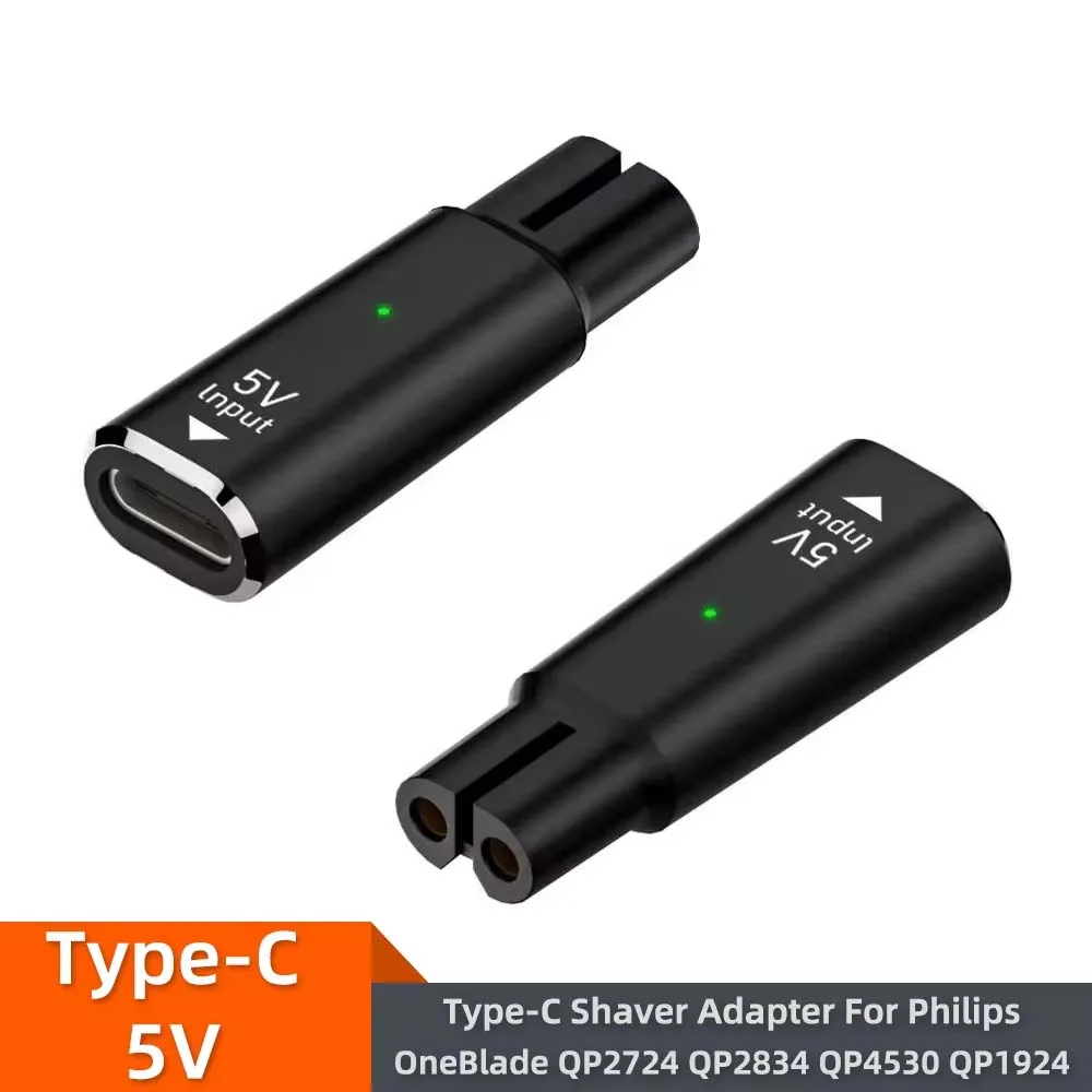 5V Type-C Shaver Adapter Charging Converter Philips One Blade QP2724 QP2834 QP4530 QP1924 Charging Indicator