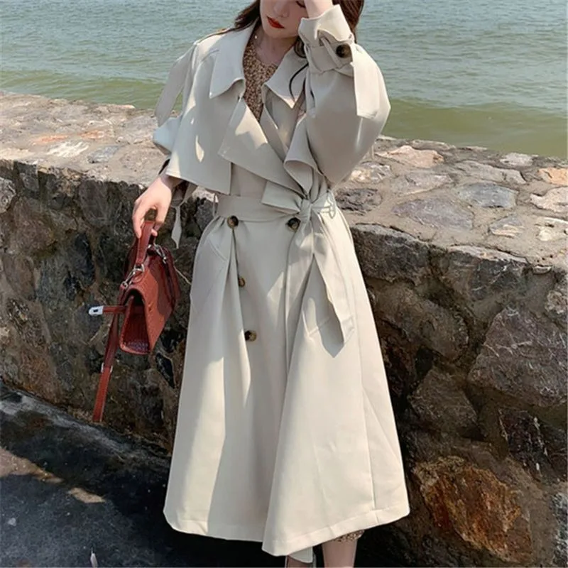 2023 New Windbreaker Coat Women Spring Autumn Mid Length Loose Fit Over Knee Temperament High Quality Versatile Popular Coat short plus size windbreaker women s mid length tooling british style temperament was thin spring coat women jacket women coats