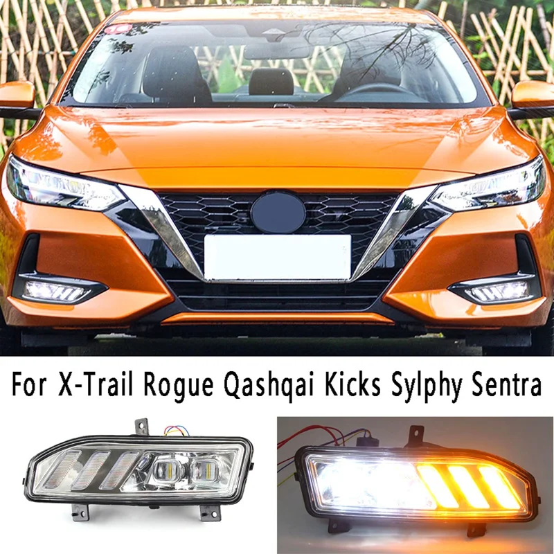 

Front Fog Lights LED DRL Daytime Running Lights Turn Signal Lamp For Nissan X-Trail Rogue Qashqai Kicks Sylphy Sentra