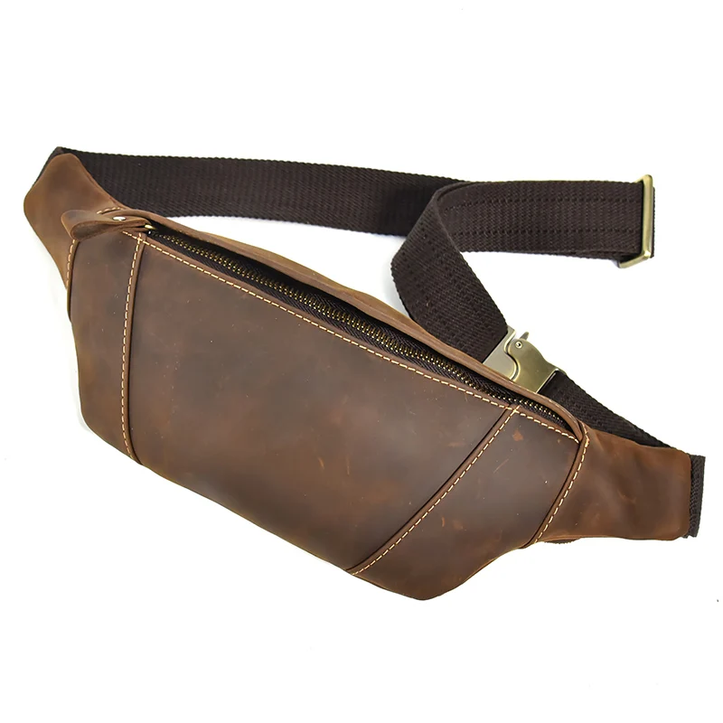 

Genuine Leather Men Crossbody Bag Chest Bag Leisure Sports Bag Retro Cowhide Men's Waist Pack Neutral Sling Bag Women Chest Bag