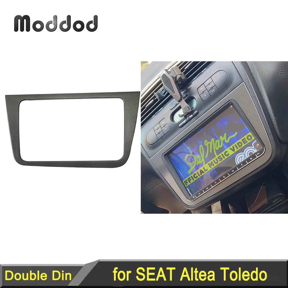 Double 2 Din Car Radio Fascia for Seat Altea 2004+ Toledo 2004-2009 Stereo Panel GPS Navigation DVD Installation Trim Kit Frame