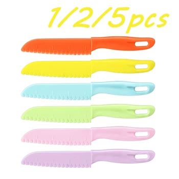 1/2/5 pièces couteau enfants épluchage bricolage enfants couteau en plastique fruits dents de scie coupe cuisine sûre enfant en bas âge Chef pain laitue cuisine enfants 1
