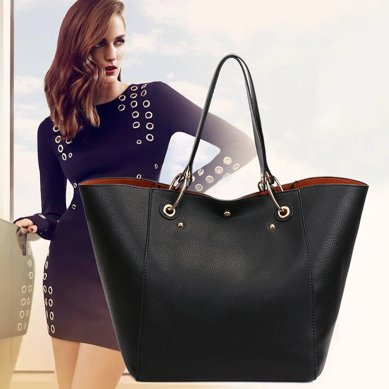 Simple Soft Handbags For Women Fashiong High Quakity Tote Bag Female Lychee Leather Shoulder Bag Shopping Casual Women's Bags
