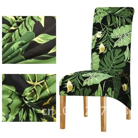 

Stretch XL Size Chair Cover Long Back Europe Style Printed Chair Slipcover For Christmas Party Hotel Wedding Banquet Dining Room