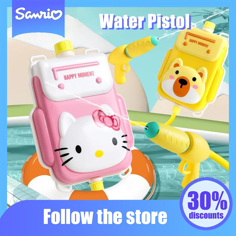 

Kawaii Sanrio Anime Water Pistol Cute Hello Kitty Rainbow Cartoon Summer Children Backpack Water Gun Originality Children Gifts