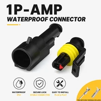 1Pin Waterproof AMP Auto Connector 18AWG M/F 1.5mm Term Quick Disconnect for Car Truck VehicleDJ7011-1.5-11/21 282079-2/282103-1 1