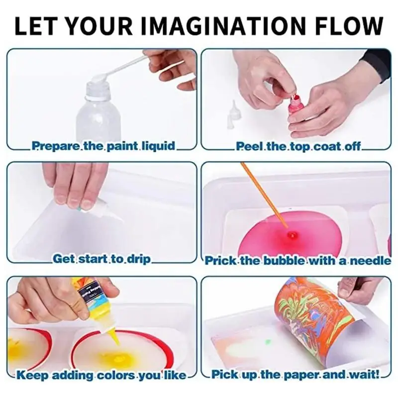 Kids Marbling Paint Kit Craft Supplies Marble Painting For Artist Creative Toys Holiday Gifts For Girls And Boys Ages 6 7 8 9 10