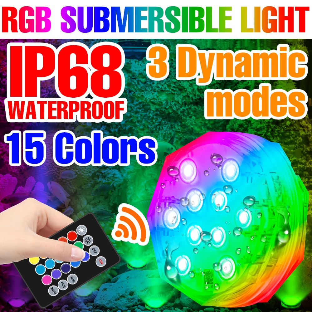 LED Light Submersible Pool Underwater Lantern RGB Remote Control Lamp Waterproof Night Lamp For Outdoor Pond Party Decoration submersible led lights with 16 colors remote control battery operated colorful swimming pool underwater led night light